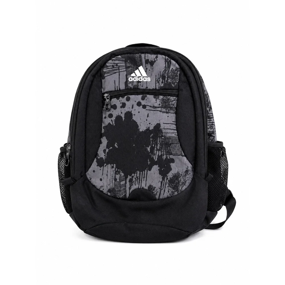 Adidas Unisex Black Gray Graphic Backpack Bookbag Laptop Travel School Bag